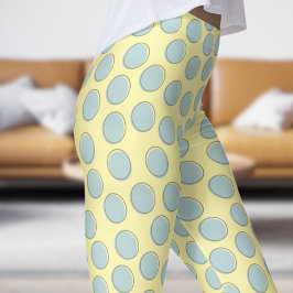 Wunderschönes Blau- und Cremerweißpolka-Punktmuste Leggings