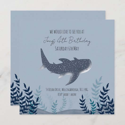 Wunderschönes Blau unter dem Meereswal Einladung (Vorne/Hinten)