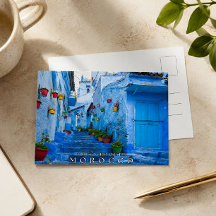 Wunderschönes Blaues Chefchaouen Marokkanische Arc Postkarte