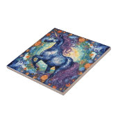 Wunderschönes blaues Einhorn Fliese (Seite)