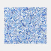 Wunderschönes blaues Floral Paisley Kunstmuster Fleecedecke (Vorderseite (Horizontal))