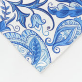 Wunderschönes blaues Floral Paisley Kunstmuster Fleecedecke (Ecke)
