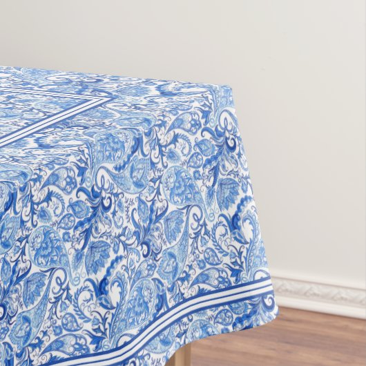 Wunderschönes blaues Floral Paisley Kunstmuster Tischdecke (Beispiel)