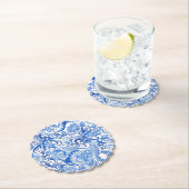 Wunderschönes blaues Floral Paisley Kunstmuster Untersetzer (Vor Ort)