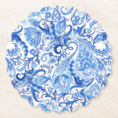 Wunderschönes blaues Floral Paisley Kunstmuster Untersetzer (Vorderseite)