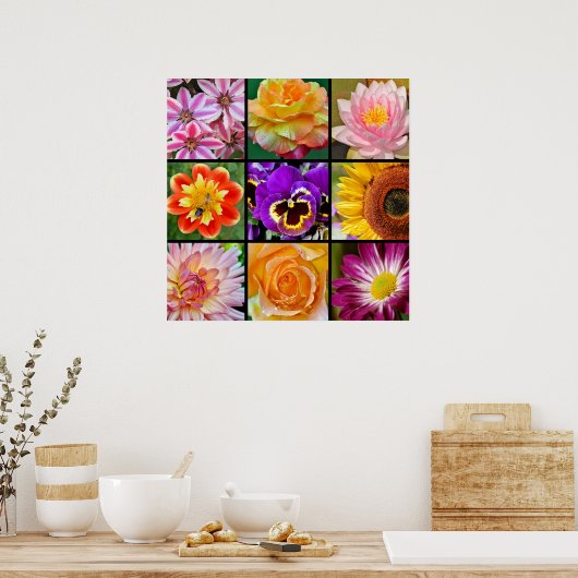 Wunderschönes Blume Collage Print Poster (Küche)