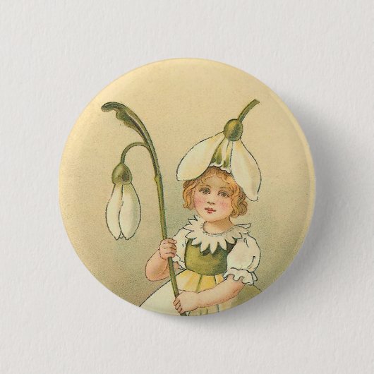 Wunderschönes Blumenmädchen Vintage Ostern Button (Vorderseite)