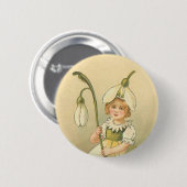 Wunderschönes Blumenmädchen Vintage Ostern Button (Vorne & Hinten)