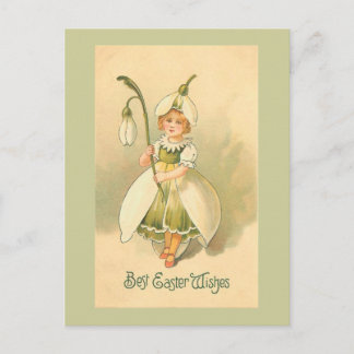 Wunderschönes Blumenmädchen Vintage Ostern Feiertagspostkarte