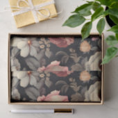 Wunderschönes Blumenmuster auf dunklem Hintergrund Seidenpapier (Geschenk)