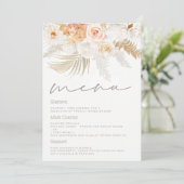 Wunderschönes Blush-, Gold- und Elfenbeinmenü Menükarte (Stehend Vorderseite)