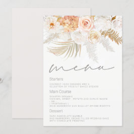 Wunderschönes Blush-, Gold- und Elfenbeinmenü Menükarte