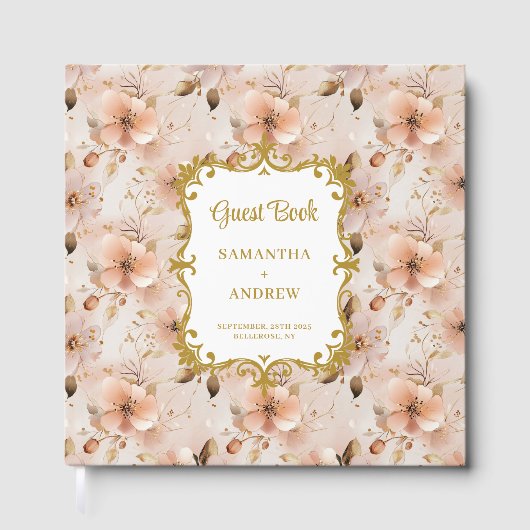 Wunderschönes Blush Gold Wedding Gästebuch (Vorderseite)