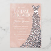 Wunderschönes Blush Silver Heydress Brautparty Folieneinladung (Vorderseite)