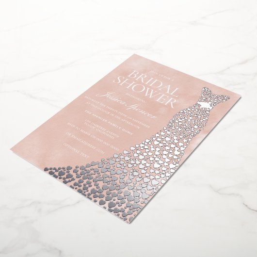 Wunderschönes Blush Silver Heydress Brautparty Folieneinladung (Gedreht)