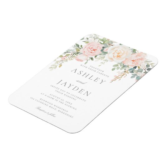 Wunderschönes blütenfarbenes Hochzeitsmagazin Magnet (Linke Seite)