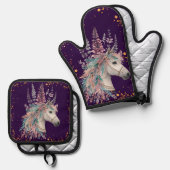 Wunderschönes Boho-Pferd Ofenhandschuh & Topflappen-Set (Vorderseite/Rückseite)