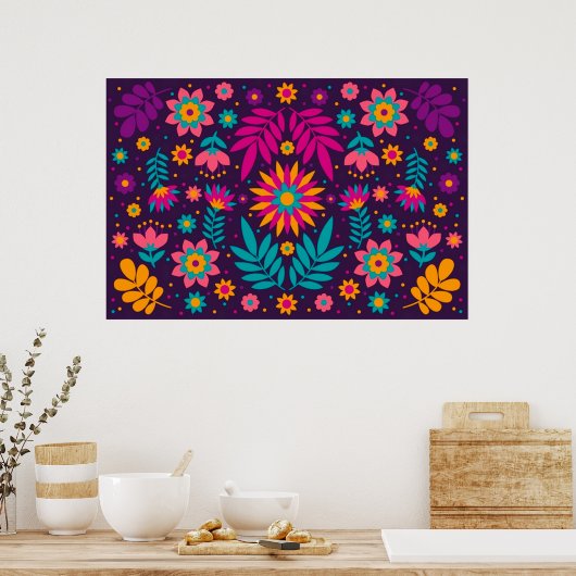 Wunderschönes buntes Volkskunstposter Poster (Küche)