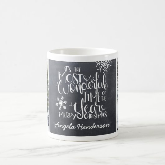 Wunderschönes Chalkboard Snowflake Weihnachts-Foto Kaffeetasse (Mittel)