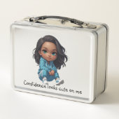 Wunderschönes Chibi-Mädchen mit Sneakers Metall Brotdose (Rückseite)