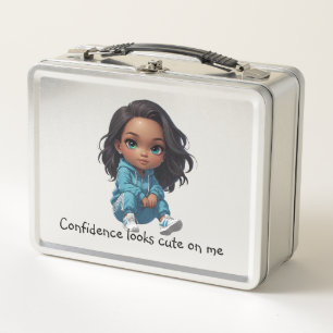 Wunderschönes Chibi-Mädchen mit Sneakers Metall Brotdose