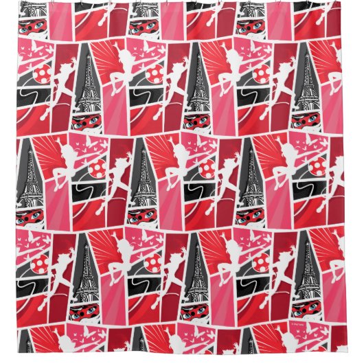 Wunderschönes Comic Ladybug Paris Pattern Duschvorhang (Vorderseite)