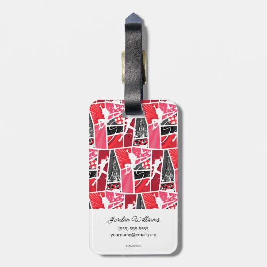 Wunderschönes Comic Ladybug Paris Pattern Gepäckanhänger (Rückseite vertikal)