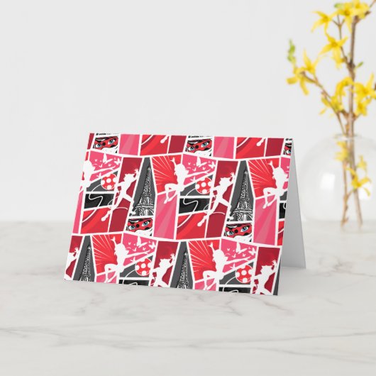 Wunderschönes Comic Ladybug Paris Pattern Karte (Gelbe Blume)