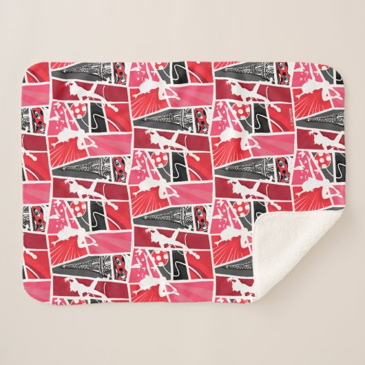 Wunderschönes Comic Ladybug Paris Pattern Sherpadecke (Vorderseite (Horizontal))