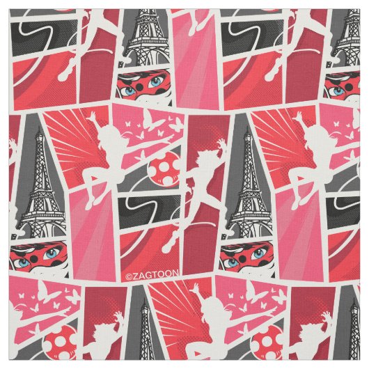 Wunderschönes Comic Ladybug Paris Pattern Stoff (Muster)