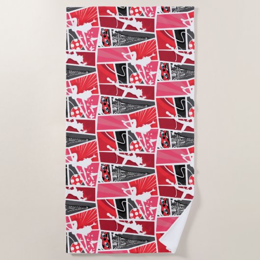 Wunderschönes Comic Ladybug Paris Pattern Strandtuch (Vorderseite)