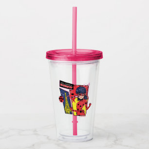 Wunderschönes Comic Ladybug Pariser Weg Acryltrinkbecher