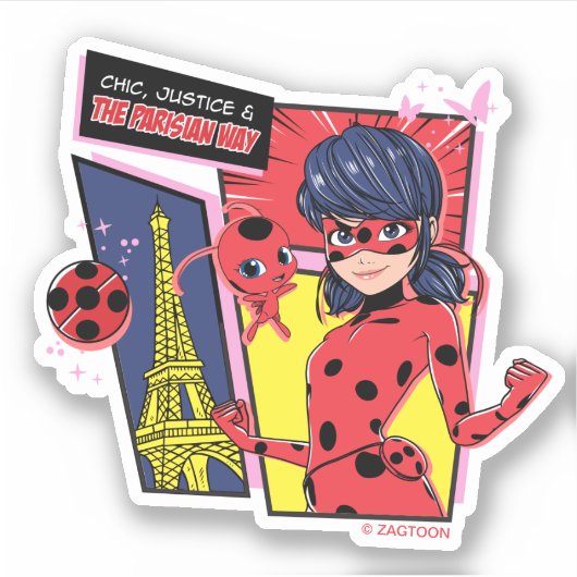 Wunderschönes Comic Ladybug Pariser Weg Aufkleber (Vorderseite)