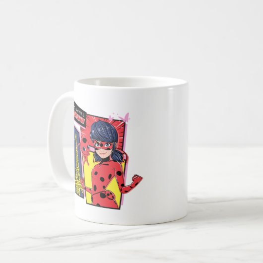 Wunderschönes Comic Ladybug Pariser Weg Kaffeetasse (Vorderseite Links)