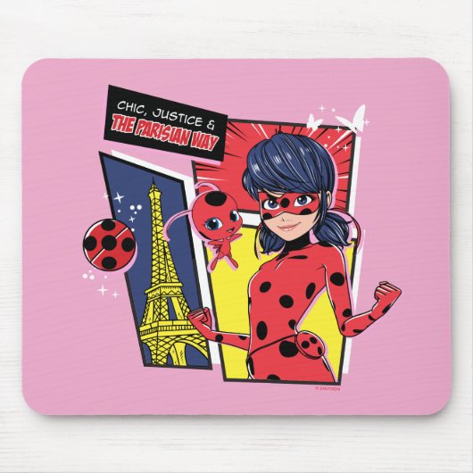 Wunderschönes Comic Ladybug Pariser Weg Mousepad (Vorne)