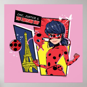Wunderschönes Comic Ladybug Pariser Weg Poster