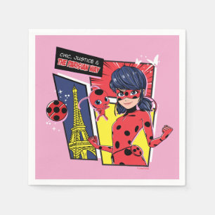 Wunderschönes Comic Ladybug Pariser Weg Serviette