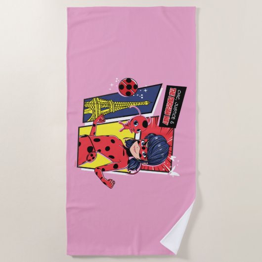 Wunderschönes Comic Ladybug Pariser Weg Strandtuch (Vorderseite)