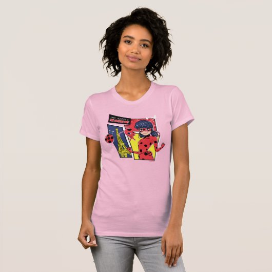 Wunderschönes Comic Ladybug Pariser Weg T-Shirt (Vorne ganz)