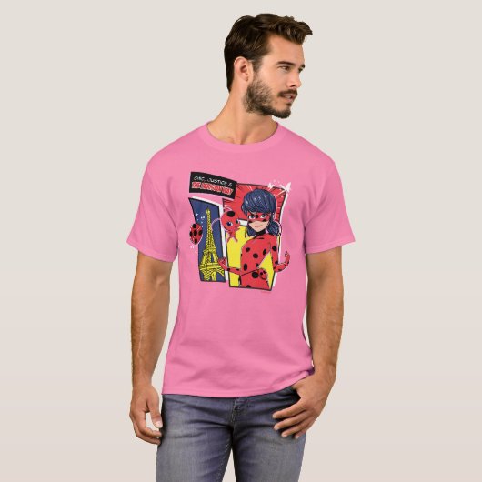 Wunderschönes Comic Ladybug Pariser Weg T-Shirt (Vorne ganz)