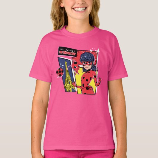 Wunderschönes Comic Ladybug Pariser Weg T-Shirt (Vorderseite)