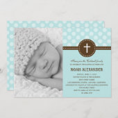 Wunderschönes Dots Foto Einladung Blau (Vorne/Hinten)