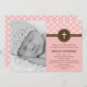 Wunderschönes Dots Foto Einladung Rosa (Vorne/Hinten)