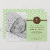 Wunderschönes Dots-Foto feiern Einladung Grün (Vorne/Hinten)
