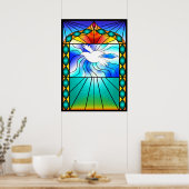 Wunderschönes Dove-gesteinigtes Glas Church Window Poster (Küche)