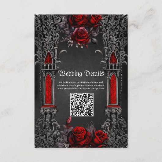 Wunderschönes dunkelgotisches Hochzeitsdesign. Begleitkarte (Vorderseite)