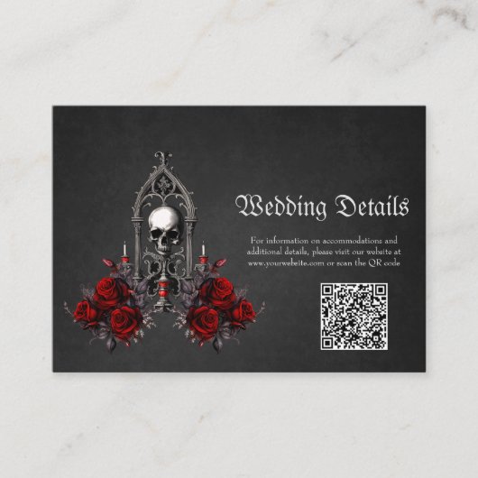 Wunderschönes dunkelgotisches Hochzeitsdesign Begleitkarte (Vorderseite)