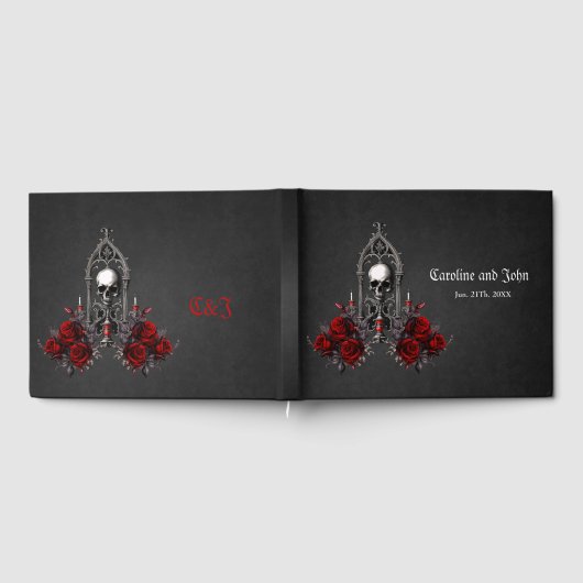 Wunderschönes dunkelgotisches Hochzeitsdesign. Gästebuch (Voll)