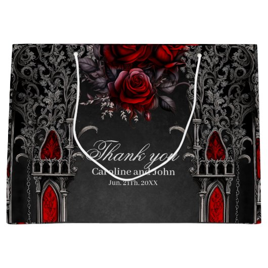 Wunderschönes dunkelgotisches Hochzeitsdesign Große Geschenktüte (Vorderseite)