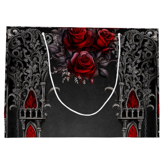 Wunderschönes dunkelgotisches Hochzeitsdesign Große Geschenktüte (Rückseite)